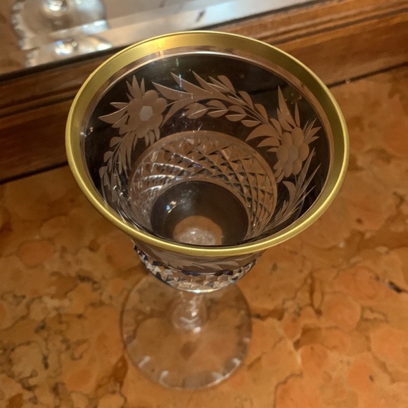 Marchioness by Ebeling & Reuss Sapphire Blue Crystal Wine Glass Western Germany - Picture 3 of 4